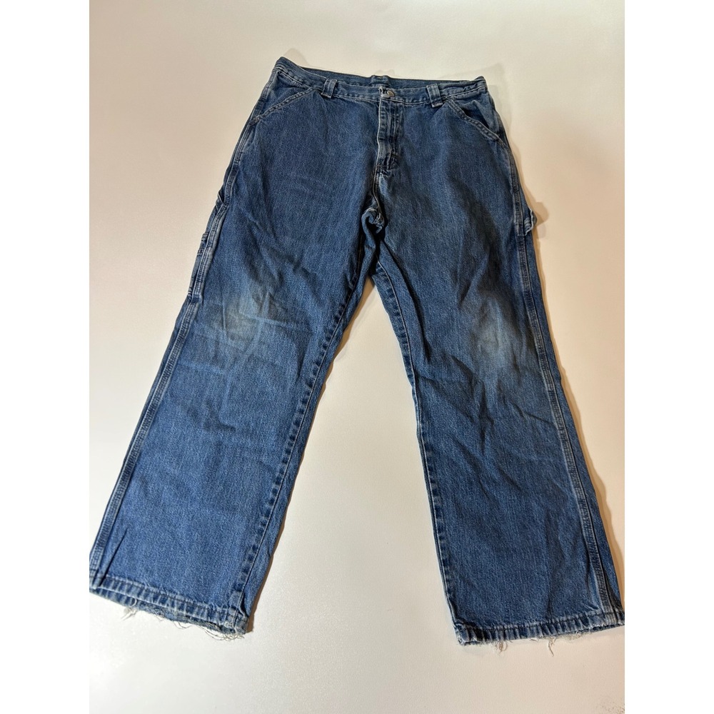 Wrangler Carpenter Jeans Boys 16 Husky Blue Good Denim Utility Workwear Pants